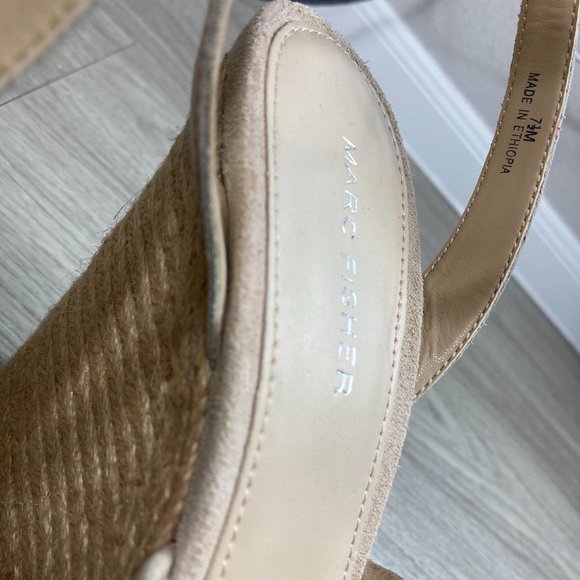 Marc Fisher Tan Hata Suede Studded Wedge Sandals - Picture 7 of 10